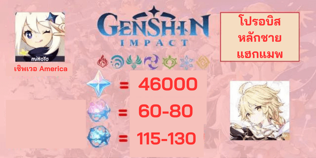 46000+115+60 โปรอบิส แฮกแมพ Genshin Impact Asia หลักชาย
