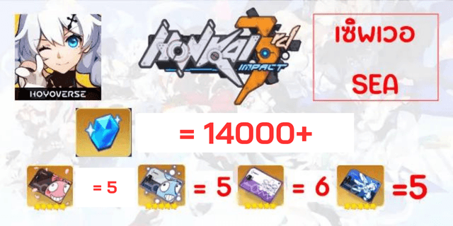 14000-17000+5+5+4ตั๋ว Honkai Impact3rd SEA