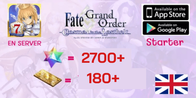 เริ่มต้น2700-3000เพชร+180-250ตั๋ว Fate Grand Oder EN