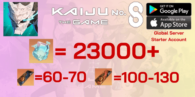 l 23000+เพขร l + l 60-70 ตั๋ว l + l 100-130 ตั๋ว+ l + l ตั๋วเลือกตัวละคร5* 1 ใบ l ไอดีเริ่มต้นKAIJU NO. 8 THE GAME