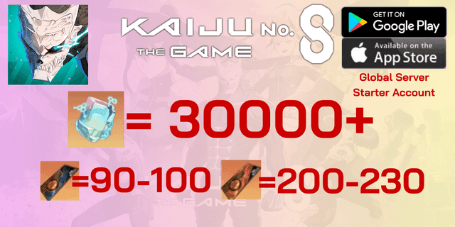l 30000+เพขร l + l 90-100 ตั๋ว l + l 200-230 ตั๋ว+ l + l ตั๋วเลือกตัวละคร5* 1 ใบ l ไอดีเริ่มต้นKAIJU NO. 8 THE GAME
