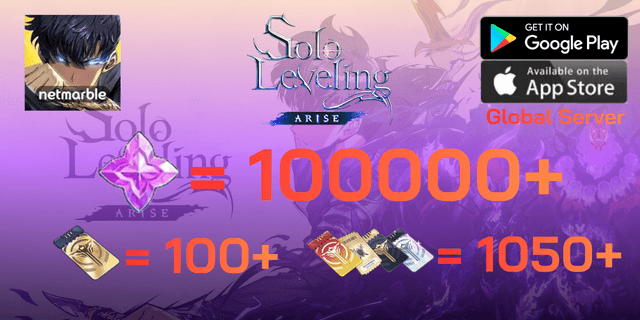 l 100000+เพชร l + l 100+Special Summon Tickets l + l 1050+ ตั๋วอื่นๆ l + l SSR Wu jinzu + อาวุธประจำตัวจากล็อกอิน 7 วัน l ไอดีเริ่มต้น Solo Leveling Arise