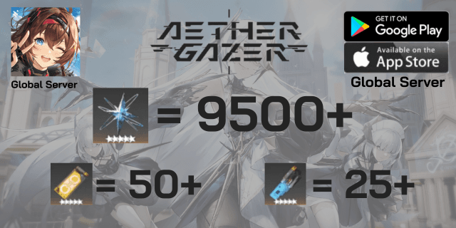 l 9500+เพชร l + l 50+ ตั๋ว l + l 25+ คีย์ l Aether Gazer Global