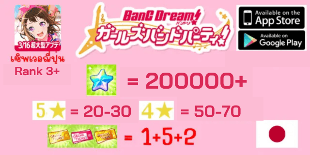 200000+5*x20-30+4*x50-70 rank 3 Bang Dream Girl Brand Party เซิพเวอ JP