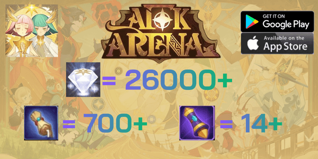 l 26000+เพชร l + l 700+Common Heroes Scroll l + l 14+Faction Scroll l + l +10 Heroes ม่วง l AFK Arena Global